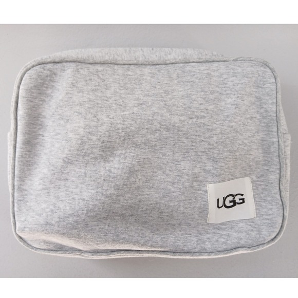 UGG Cosmetic Bag Unisex OS Heather Grey Jersey Knit Travel Pouch - Picture 2 of 3